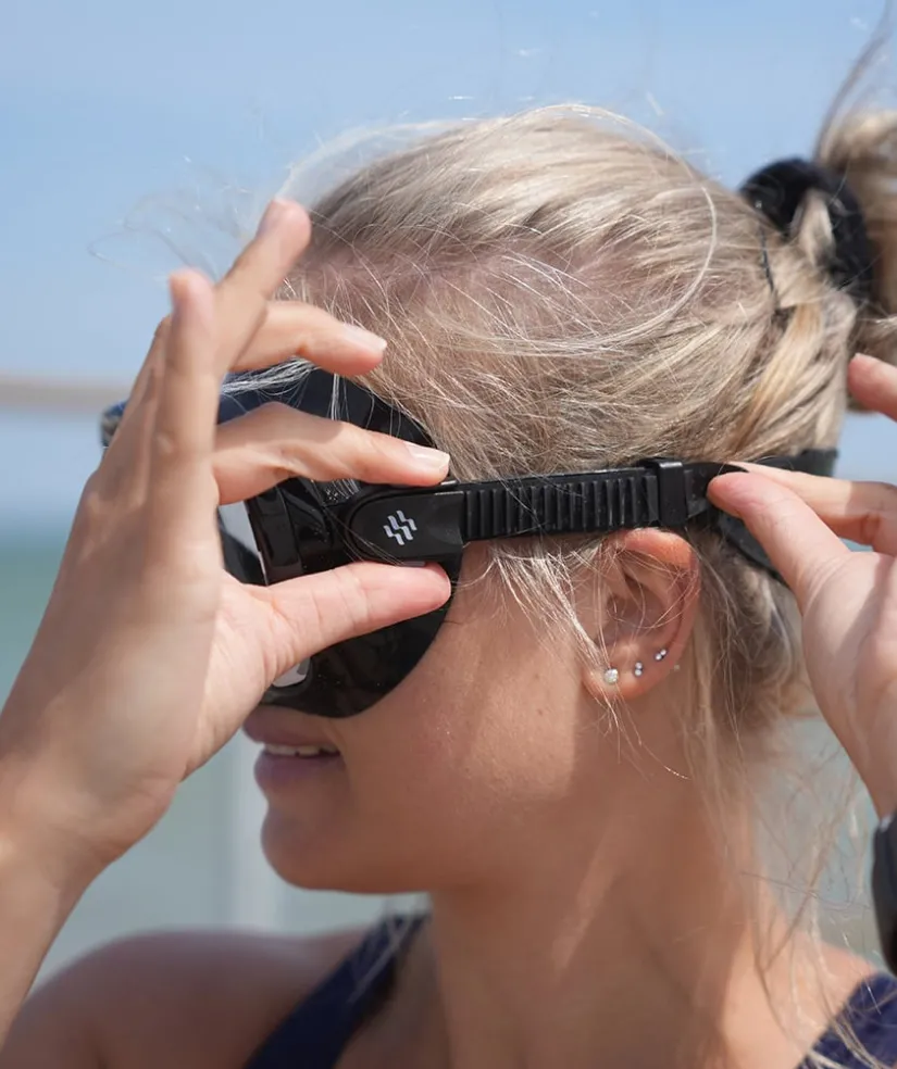 New Watery Combo snorkelsæt til voksne (fra 15 år) - Rudder Camo/Itzel - Sort