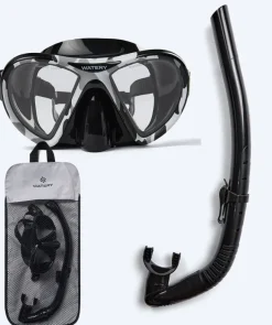 New Watery Combo snorkelsæt til voksne (fra 15 år) - Rudder Camo/Itzel - Sort