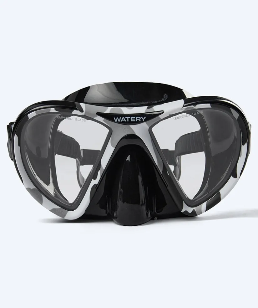 New Watery Combo snorkelsæt til voksne (fra 15 år) - Rudder Camo/Itzel - Sort