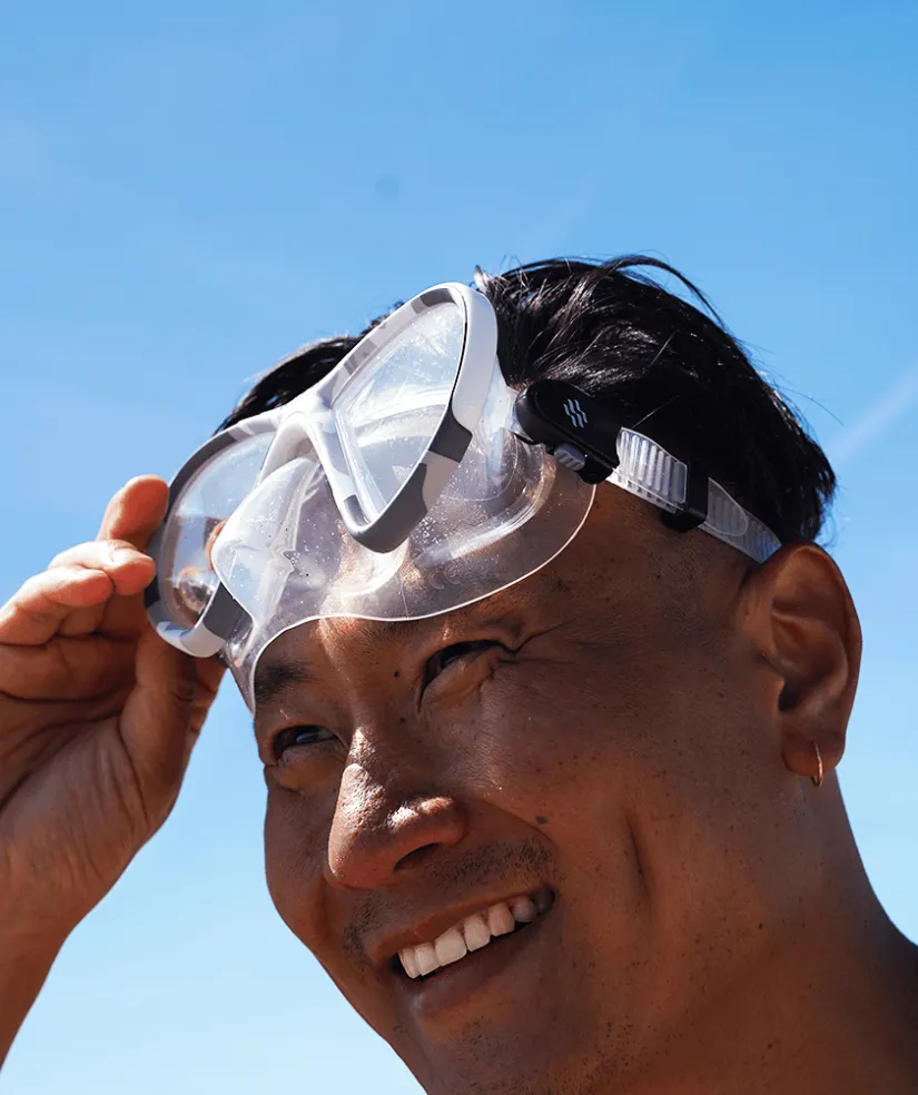 Online Watery Combo snorkelsæt til voksne (fra 15 år) - Rudder Camo/Itzel - Klar/sort