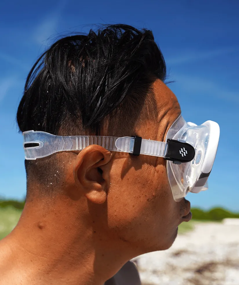 Online Watery Combo snorkelsæt til voksne (fra 15 år) - Rudder Camo/Itzel - Klar/sort