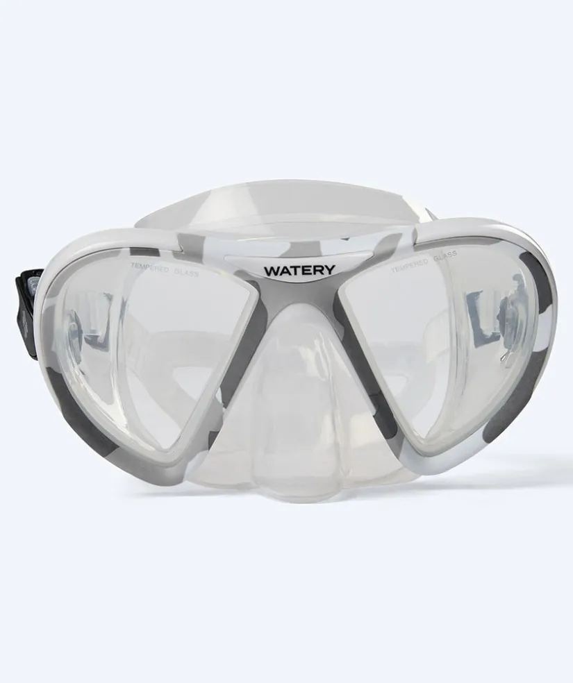 Online Watery Combo snorkelsæt til voksne (fra 15 år) - Rudder Camo/Itzel - Klar/sort