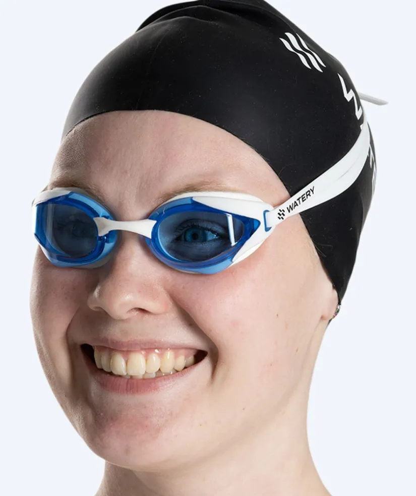 Best Watery Elite svømmebriller - Poseidon Ultra - Hvid/blå
