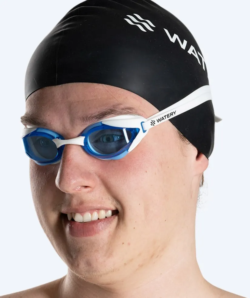 Best Watery Elite svømmebriller - Poseidon Ultra - Hvid/blå