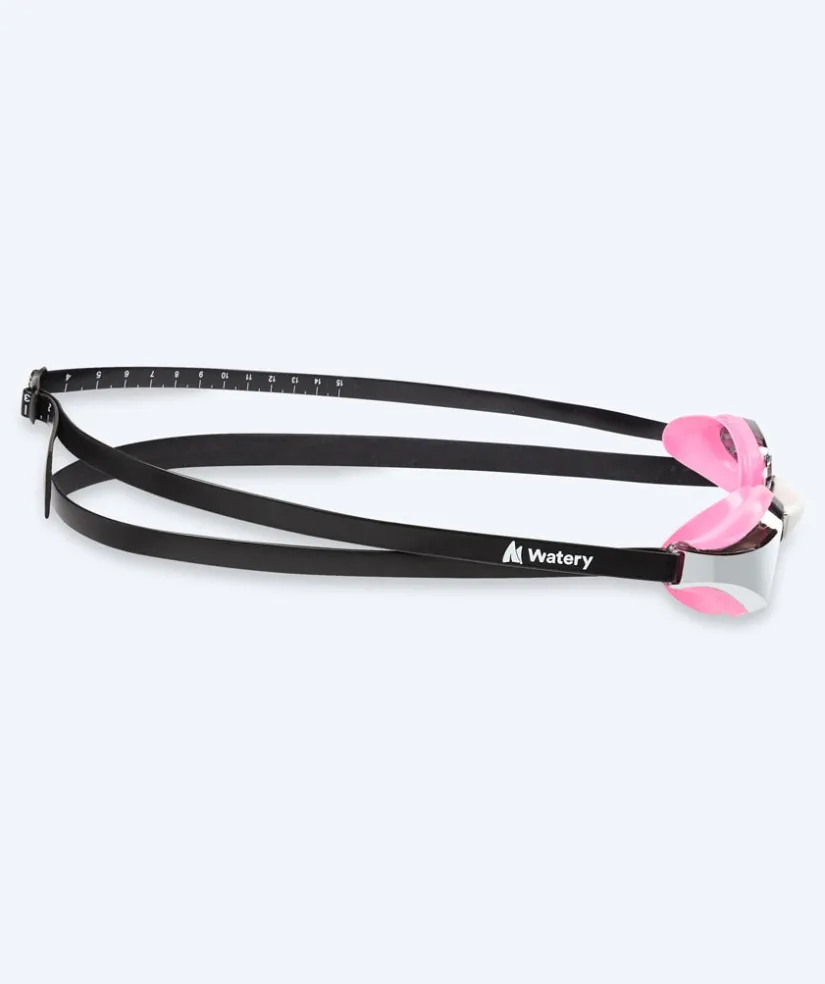 New Watery Elite svømmebriller - Poseidon Mirror - Pink/sølv