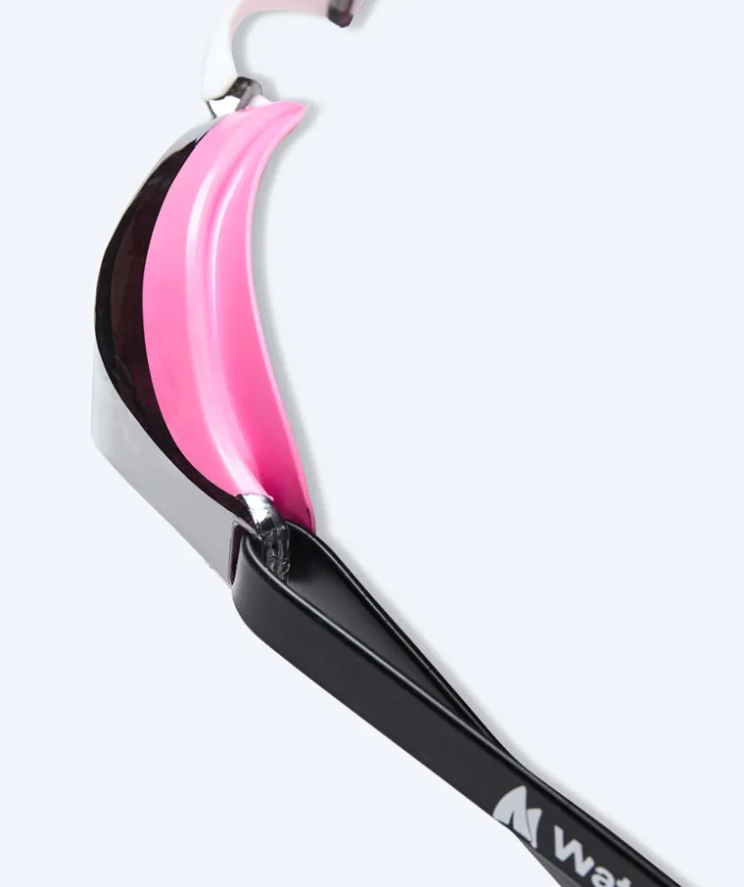 New Watery Elite svømmebriller - Poseidon Mirror - Pink/sølv