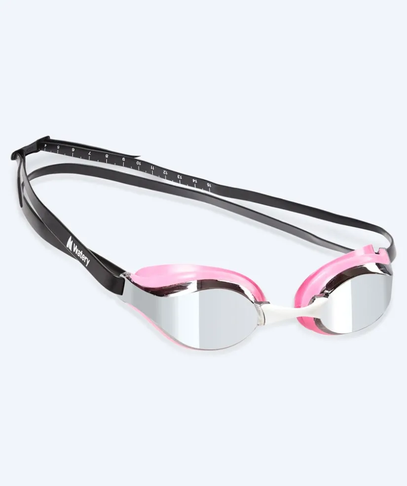 New Watery Elite svømmebriller - Poseidon Mirror - Pink/sølv
