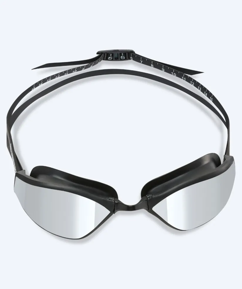 Outlet Watery Elite svømmebriller - Storm Racer Mirror - Sort/sølv