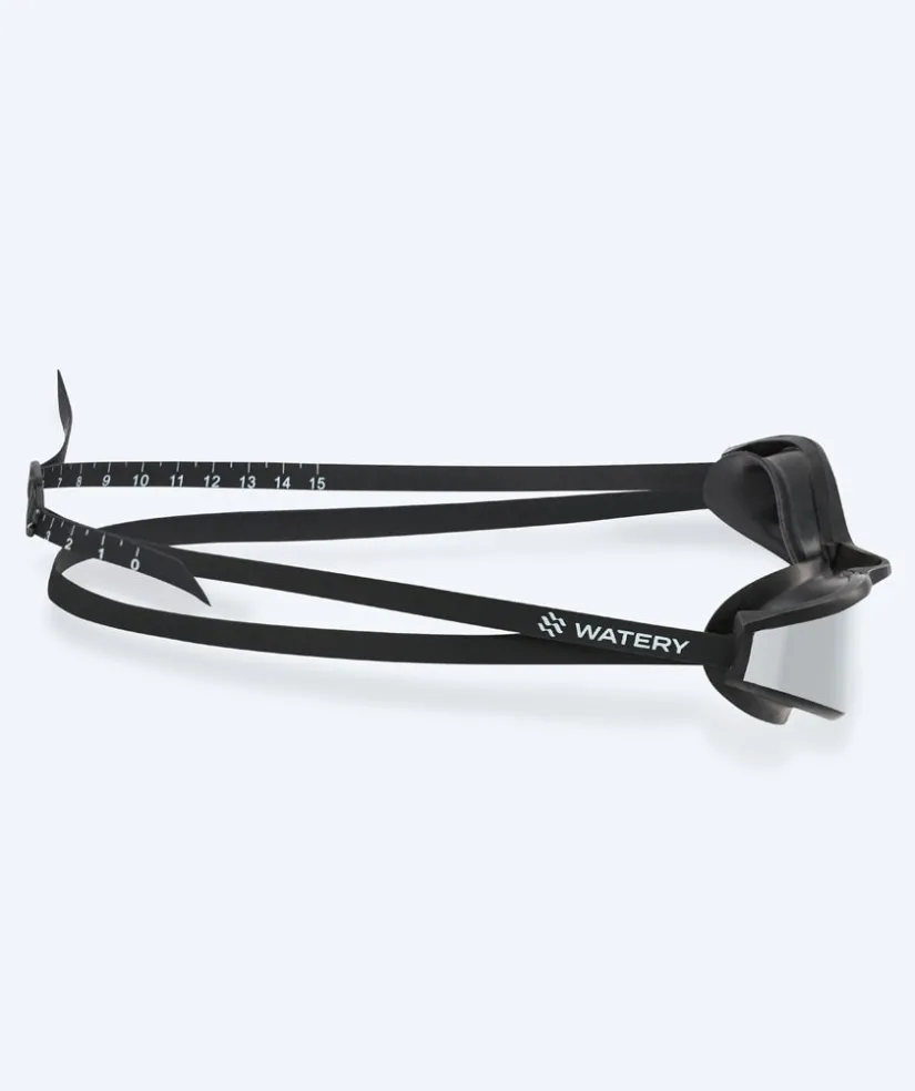 Outlet Watery Elite svømmebriller - Storm Racer Mirror - Sort/sølv