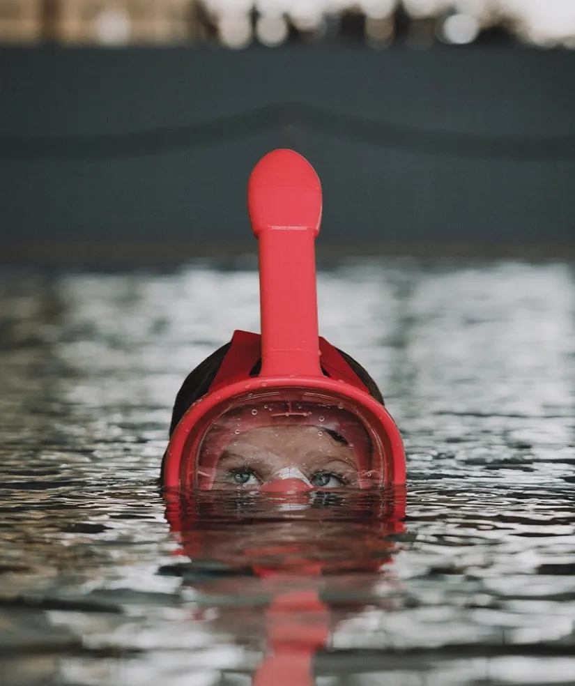 Clearance Watery fullface dykkermaske til børn - Oxygen - Atlantic Pink