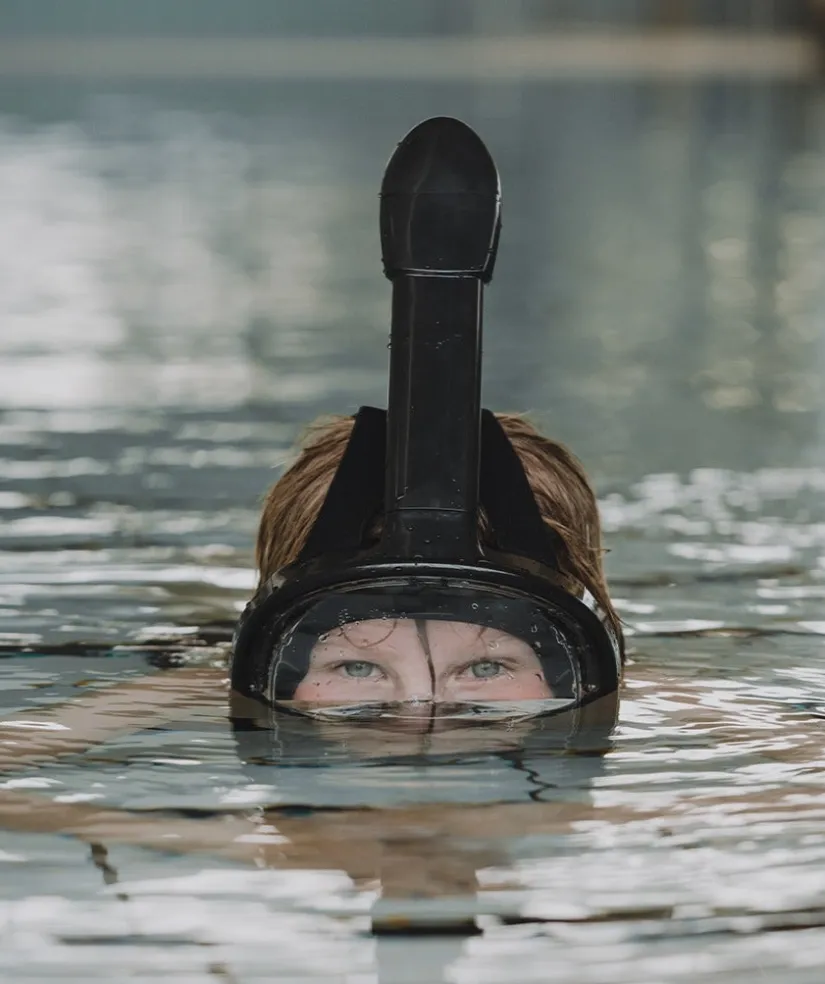 New Watery fullface dykkermaske til børn - Oxygen - Sort