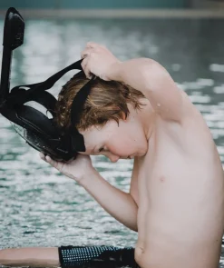 New Watery fullface dykkermaske til børn - Oxygen - Sort