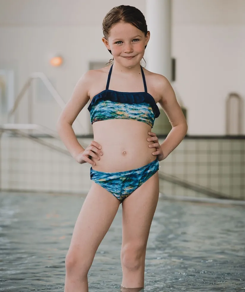 Watery havfrue bikini top til piger - Rainbow Bloom