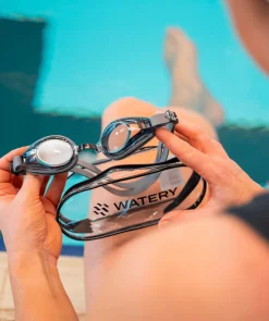 Discount Watery nærsynede svømmebriller med styrke til voksne - (-1.5) – (-7.0) - Ridley - Sort