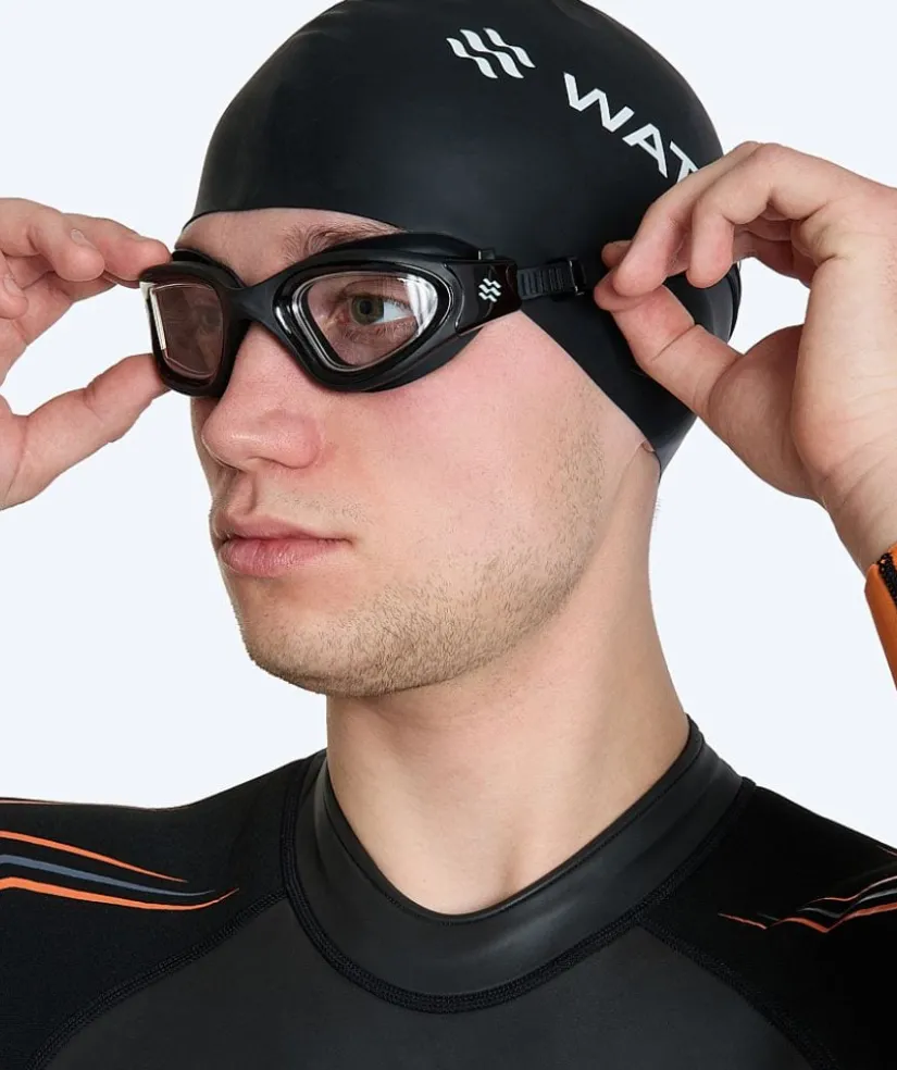 Discount Watery nærsynede svømmebriller med styrke til voksne - (-2.0) – (-6.0) - Raven Active - Sort/klar