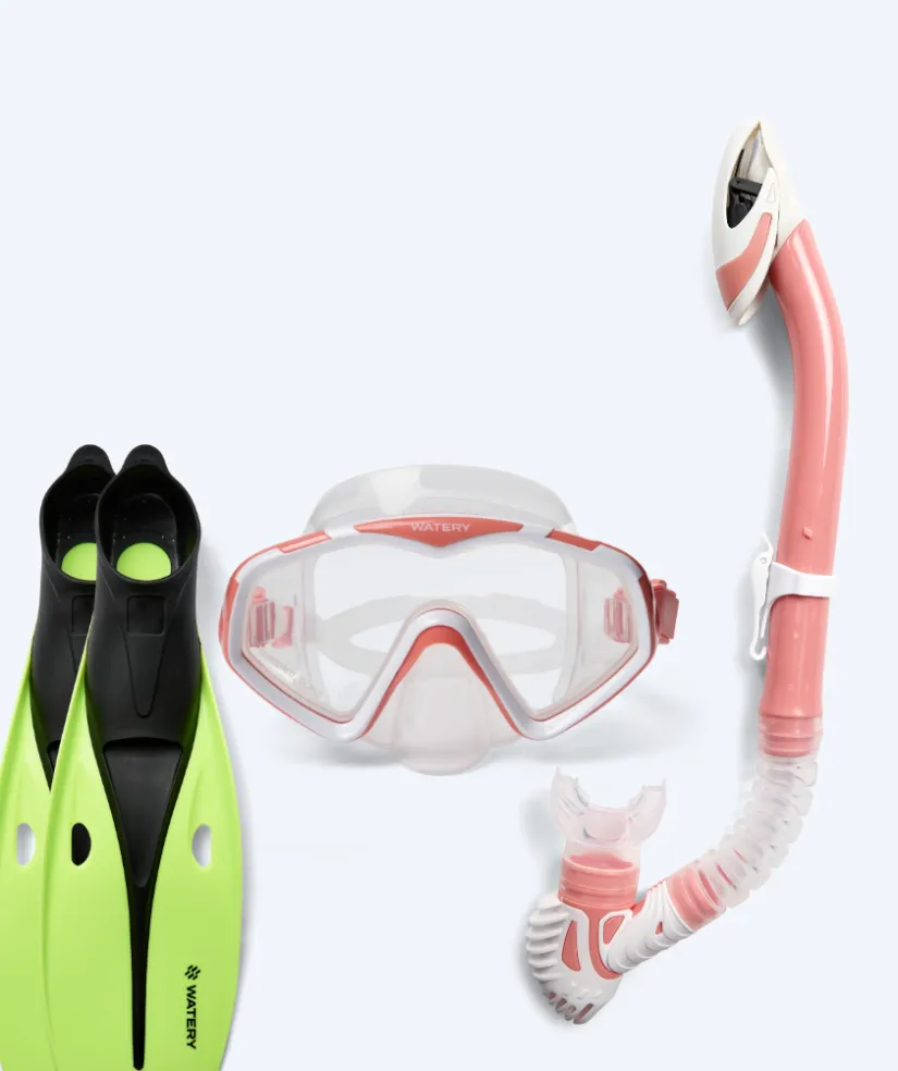 Best Watery snorkelsæt til voksne (fra 15 år) - Leach/Breeve - Hvid/lyserød