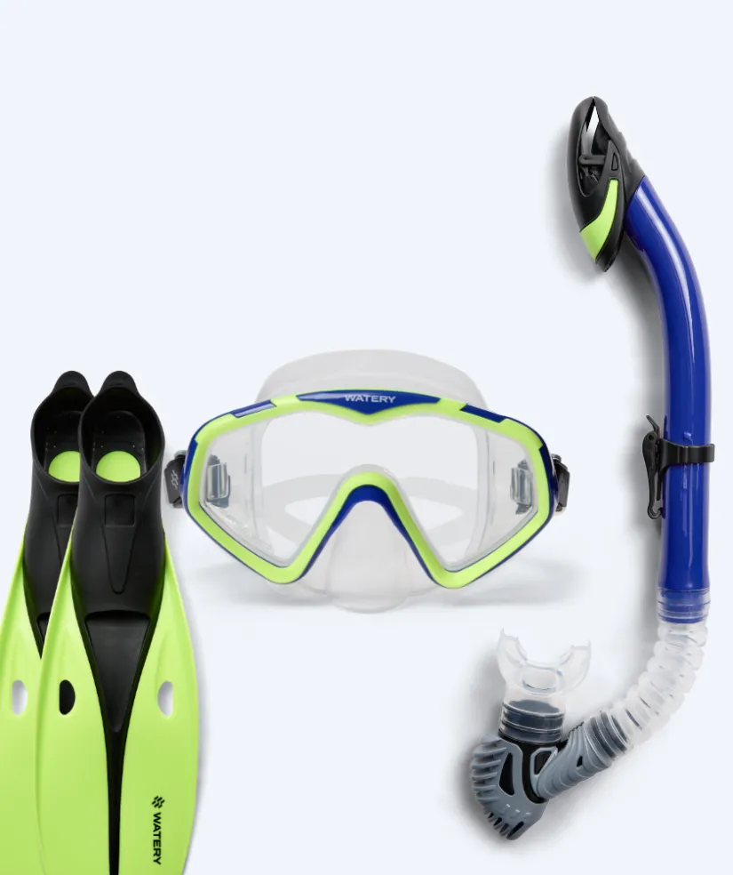 Discount Watery snorkelsæt til voksne (fra 15 år) - Leach/Breeve - Blå/gul