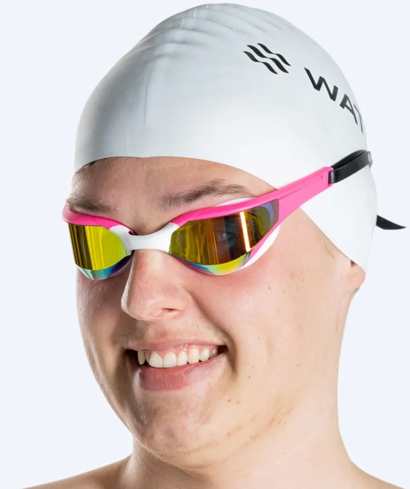 Best Watery svømmebriller - Instinct Elite Mirror - Pink/guld