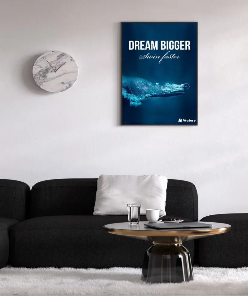 Discount Watery svømmeplakat - Dream Bigger - Swim Faster