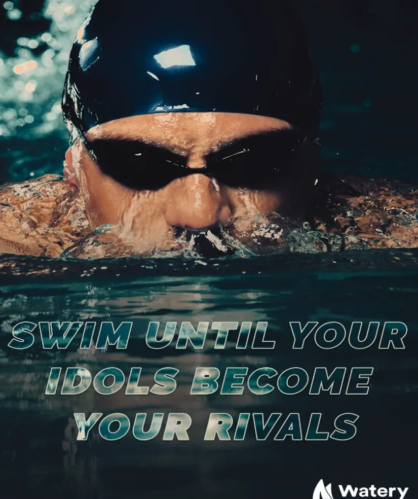 Clearance Watery svømmeplakat - Swim until your idols become your rivals