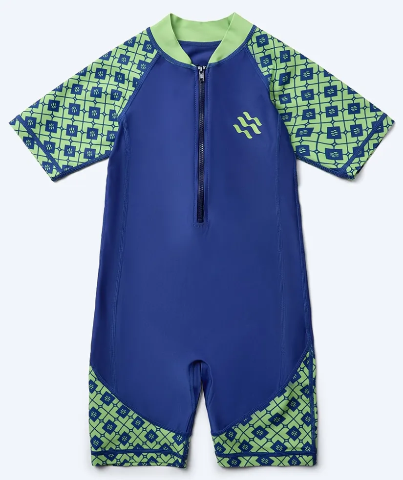 Hot Watery UV-dragt til børn - Athena Kortærmet Rashguard - Grøn/mørkeblå