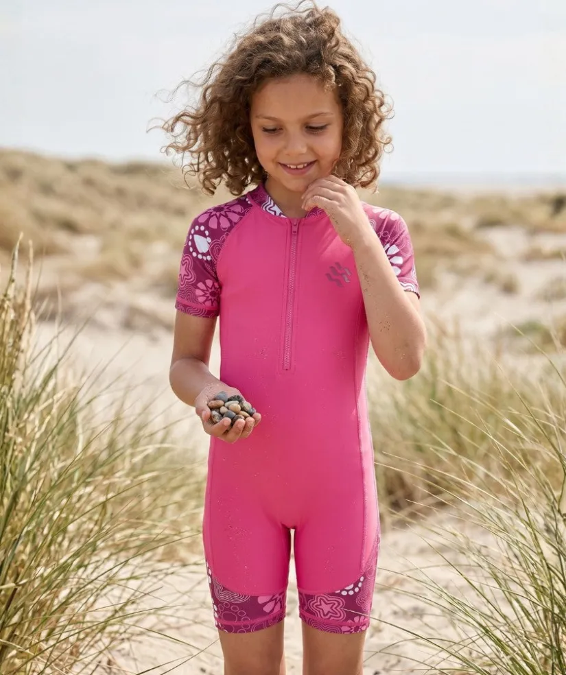 Clearance Watery UV-dragt til børn - Athena Kortærmet Rashguard - Pink