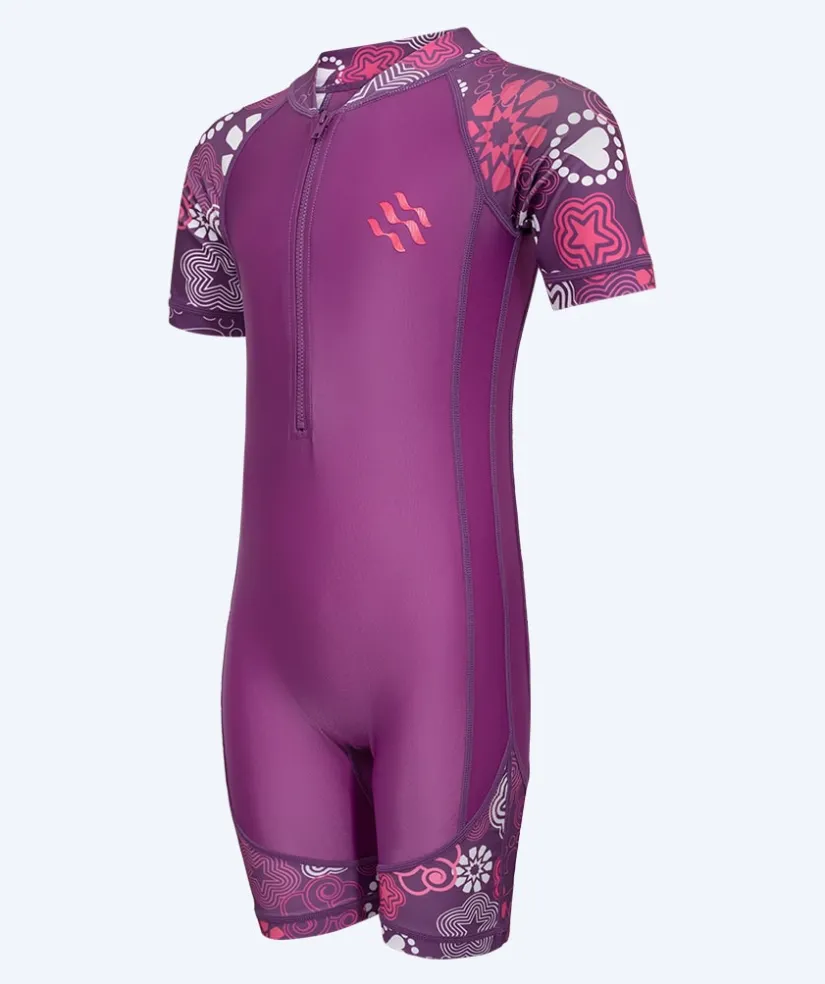 Online Watery UV-dragt til børn - Athena Kortærmet Rashguard - Lilla