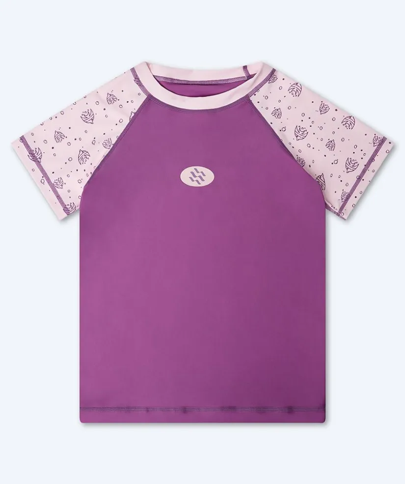 New Watery UV-trøje til børn - Brandman Kortærmet Rashguard - Pink/lilla