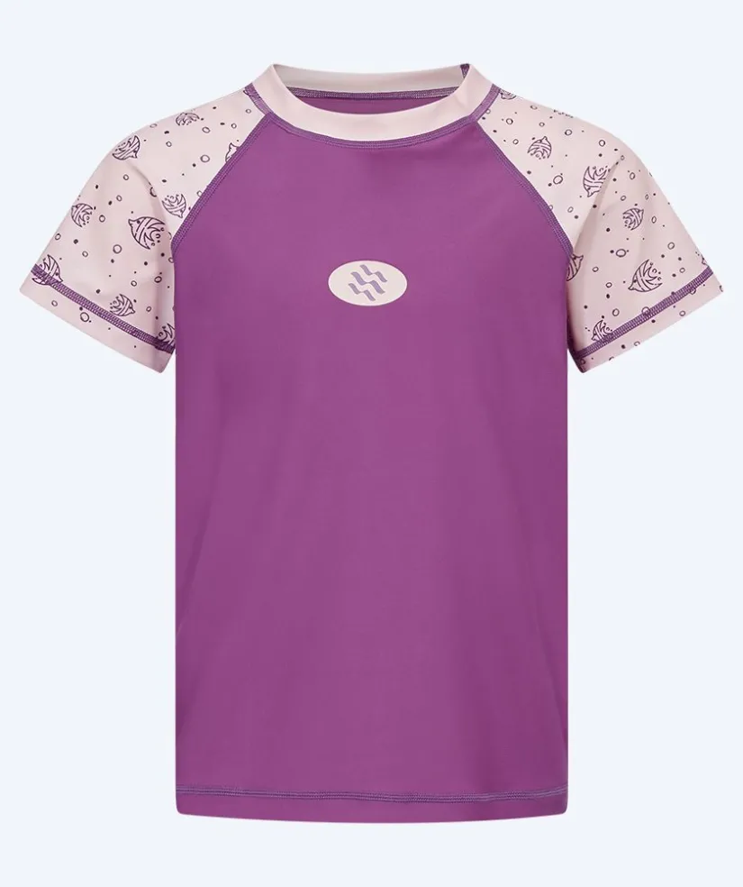 New Watery UV-trøje til børn - Brandman Kortærmet Rashguard - Pink/lilla