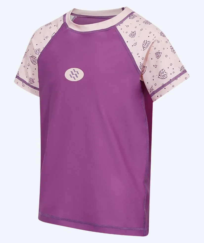 New Watery UV-trøje til børn - Brandman Kortærmet Rashguard - Pink/lilla