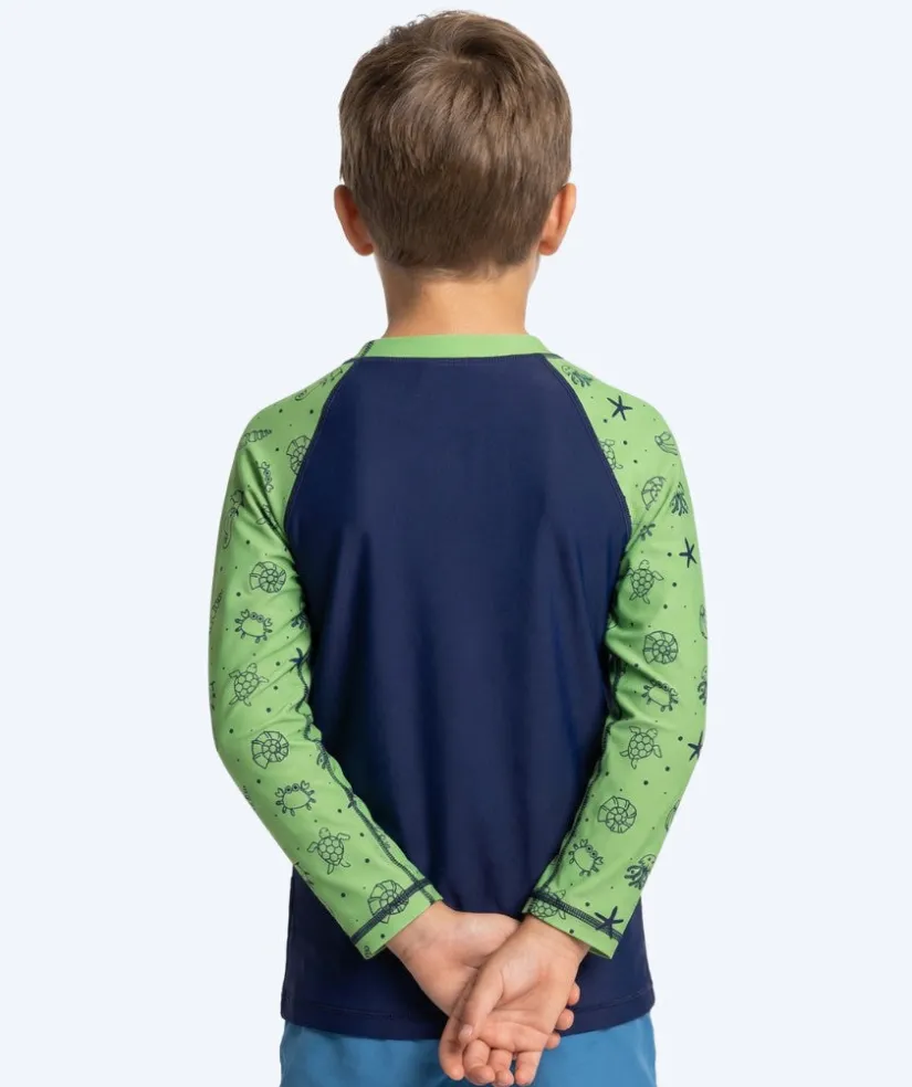 Clearance Watery UV-trøje til børn - Brandman Langærmet Rashguard - Grøn/blå