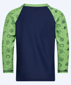 Clearance Watery UV-trøje til børn - Brandman Langærmet Rashguard - Grøn/blå