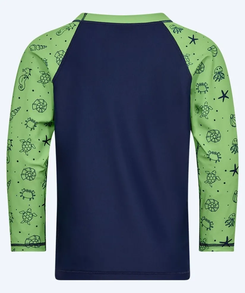 Clearance Watery UV-trøje til børn - Brandman Langærmet Rashguard - Grøn/blå