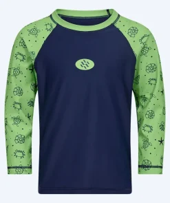 Clearance Watery UV-trøje til børn - Brandman Langærmet Rashguard - Grøn/blå