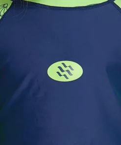 Watery UV-trøje til børn - Brandman Kortærmet Rashguard - Grøn/blå