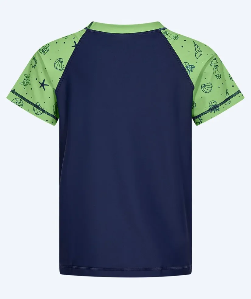 Watery UV-trøje til børn - Brandman Kortærmet Rashguard - Grøn/blå