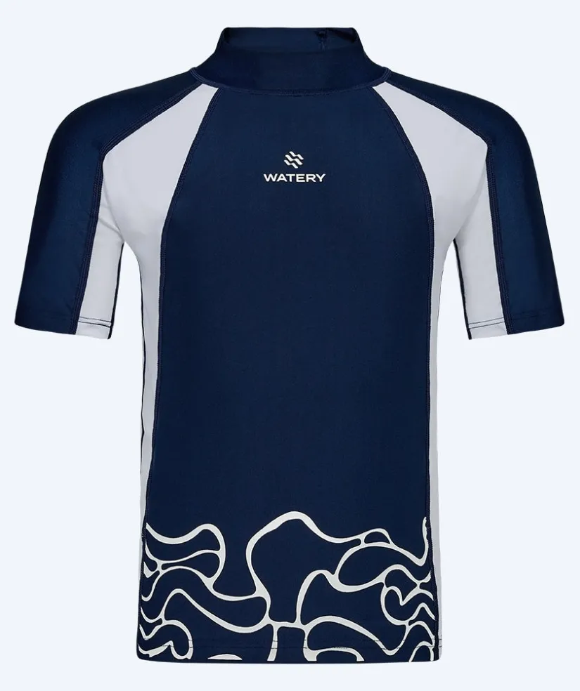 Discount Watery UV-trøje til børn - Chilton Kortærmet Rashguard - Mørkeblå/hvid
