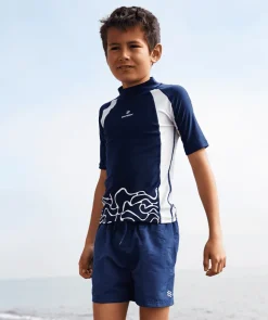 Discount Watery UV-trøje til børn - Chilton Kortærmet Rashguard - Mørkeblå/hvid