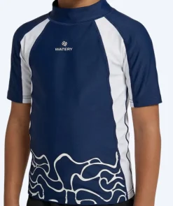 Discount Watery UV-trøje til børn - Chilton Kortærmet Rashguard - Mørkeblå/hvid