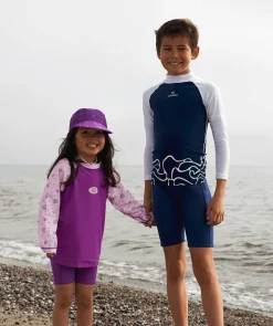 Best Watery UV-trøje til børn - Chilton Langærmet Rashguard - Mørkeblå/hvid