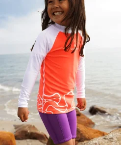 Sale Watery UV-trøje til børn - Chilton Langærmet Rashguard - Lyserød/hvid