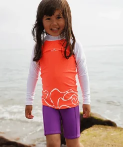 Sale Watery UV-trøje til børn - Chilton Langærmet Rashguard - Lyserød/hvid