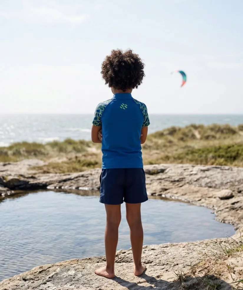Discount Watery UV-trøje til børn - Katsu Kortærmet Rashguard - Grøn/mørkeblå