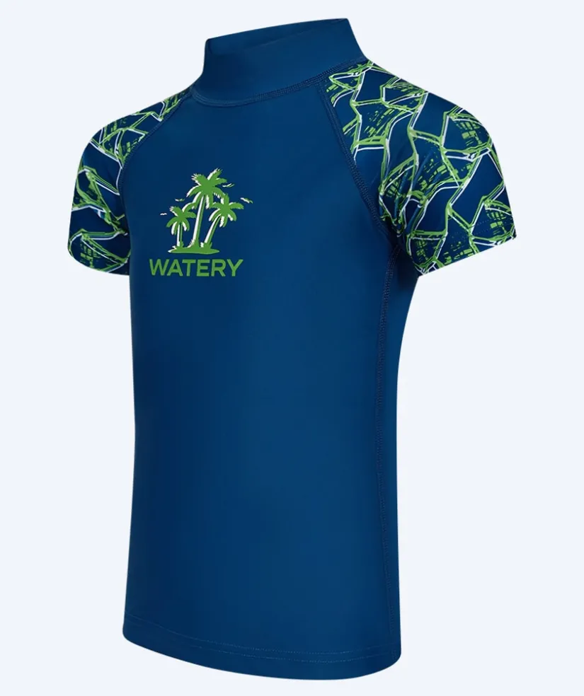 Discount Watery UV-trøje til børn - Katsu Kortærmet Rashguard - Grøn/mørkeblå