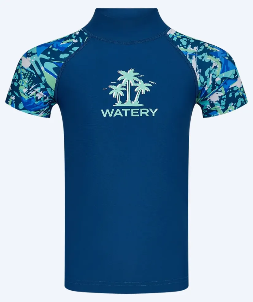 New Watery UV-trøje til børn - Katsu Kortærmet Rashguard - Lyseblå/mørkeblå