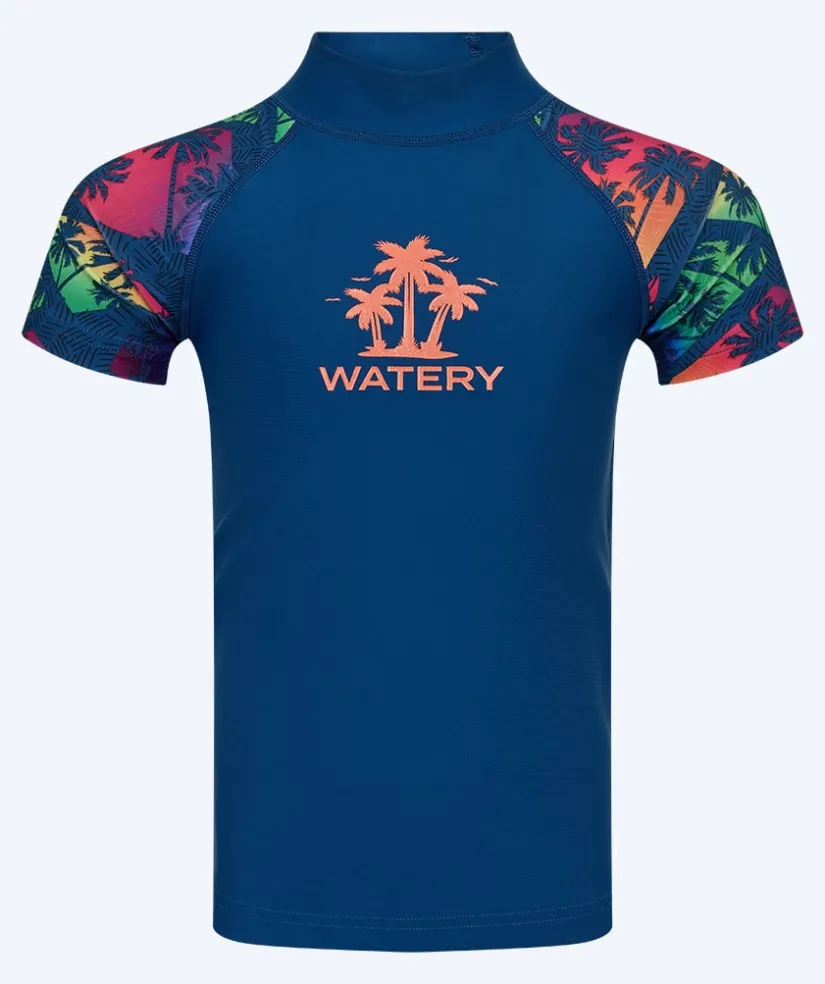 Online Watery UV-trøje til børn - Katsu Kortærmet Rashguard - Multi/mørkeblå