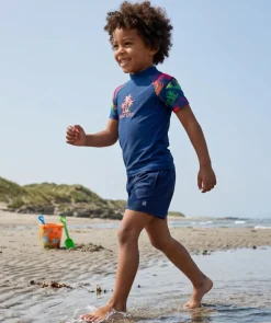Online Watery UV-trøje til børn - Katsu Kortærmet Rashguard - Multi/mørkeblå