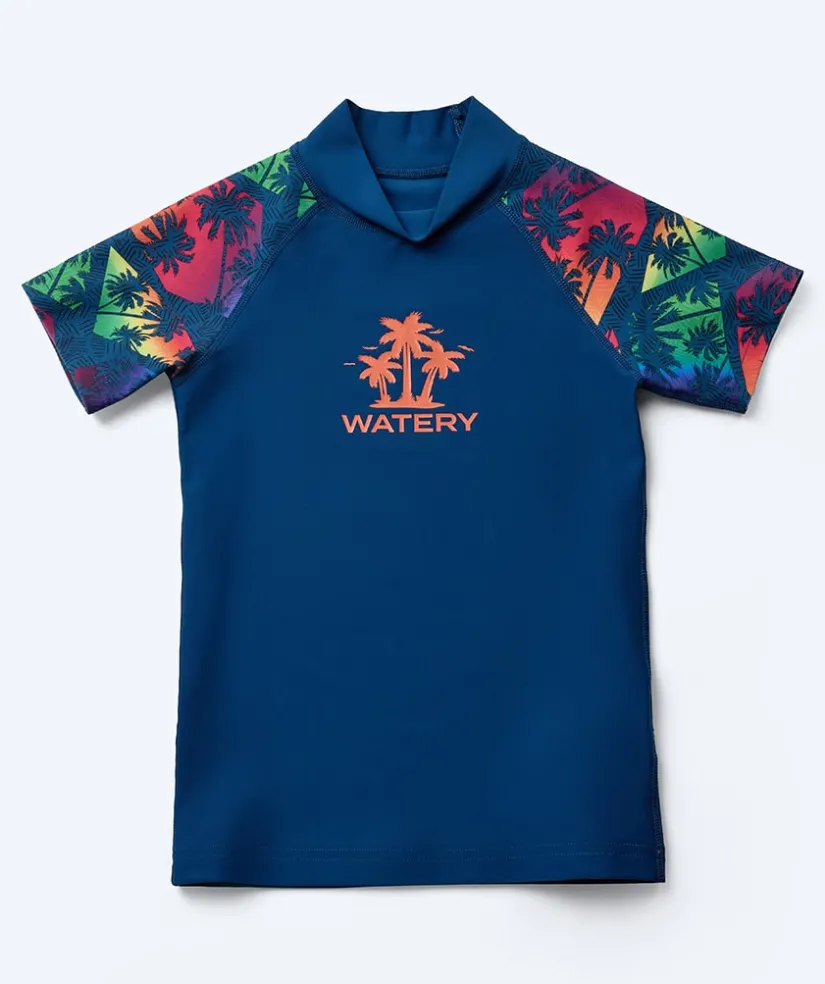 Online Watery UV-trøje til børn - Katsu Kortærmet Rashguard - Multi/mørkeblå