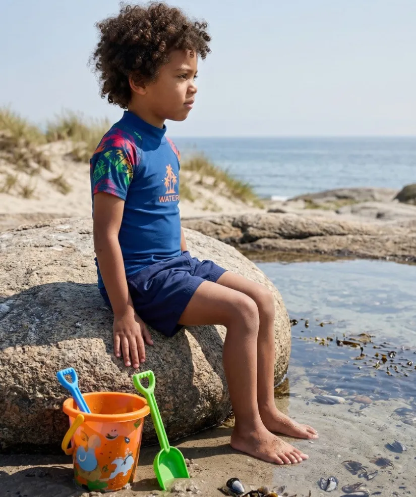 Online Watery UV-trøje til børn - Katsu Kortærmet Rashguard - Multi/mørkeblå