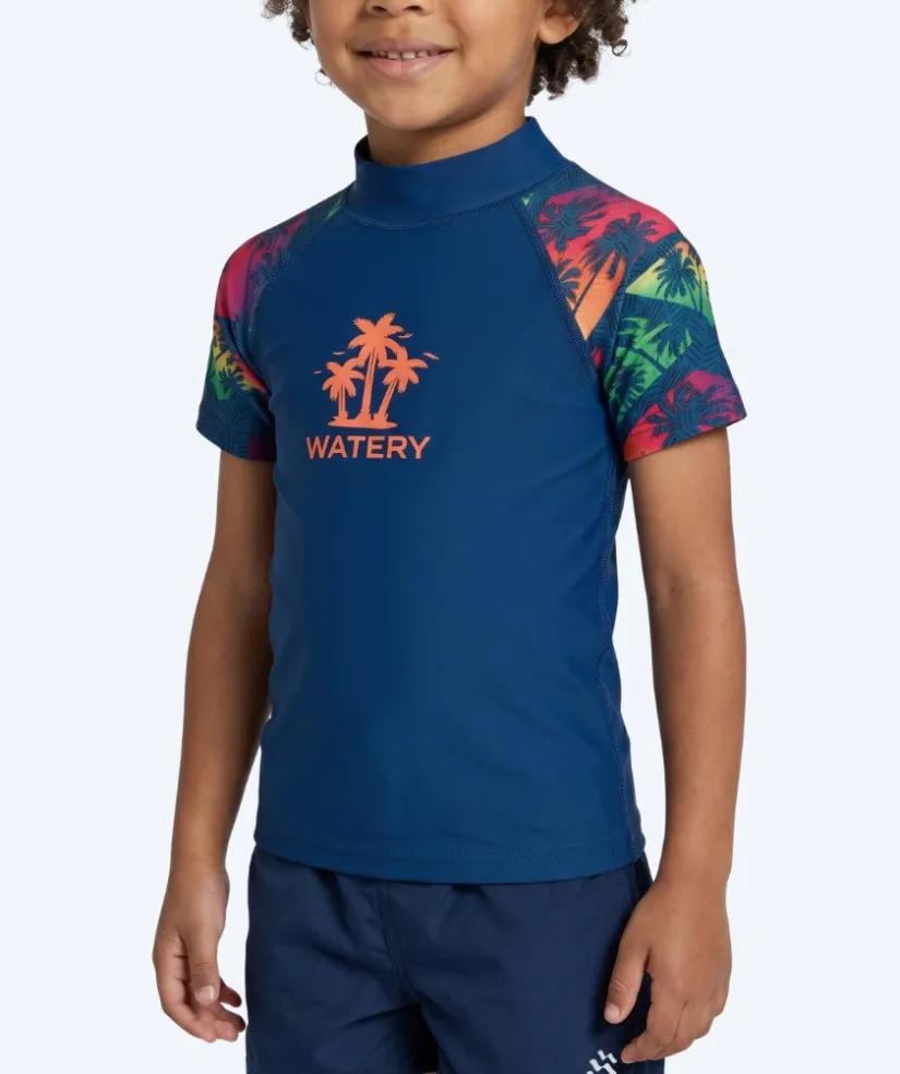 Online Watery UV-trøje til børn - Katsu Kortærmet Rashguard - Multi/mørkeblå